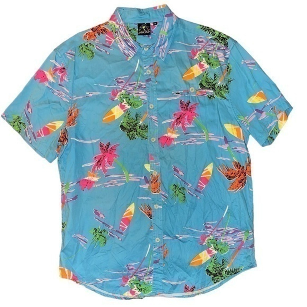 Catch Surf retro neon button up shirt XL
